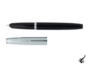 Aurora Duo-Cart Fountain Pen, Black Resin, Chrome, DC57-CNM