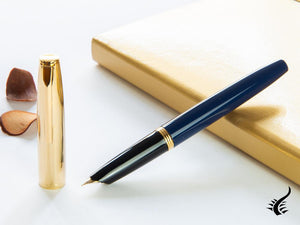 Aurora Duo-Cart Fountain Pen, Blue Resin, Gold plated, DC57-DBM