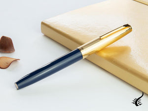 Aurora Duo-Cart Fountain Pen, Blue Resin, Gold plated, DC57-DBM