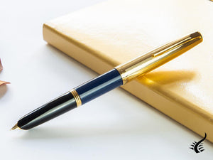 Aurora Duo-Cart Fountain Pen, Blue Resin, Gold plated, DC57-DBM