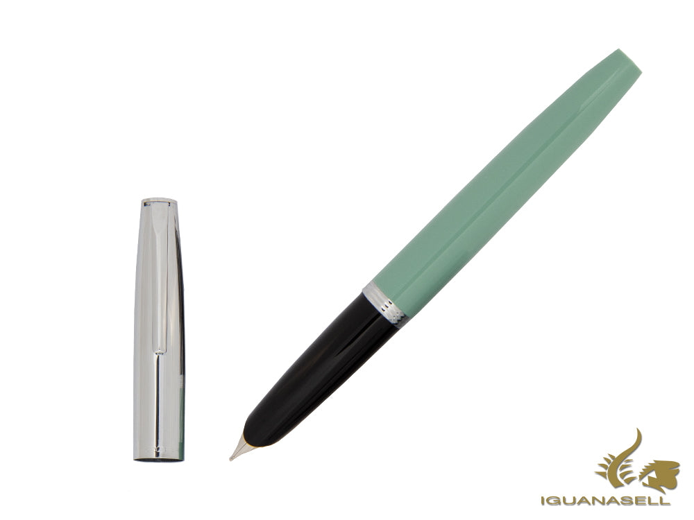 Aurora Duo-Cart Fountain Pen, Green resin, Chrome, DC57-CVM