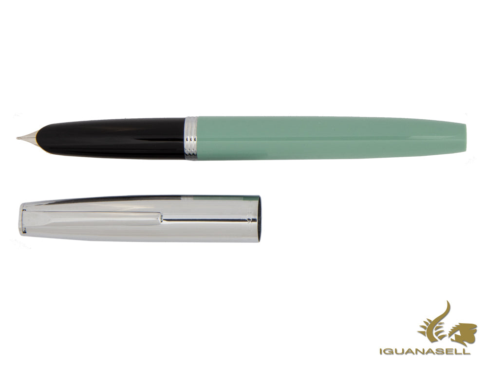 Aurora Duo-Cart Fountain Pen, Green resin, Chrome, DC57-CVM