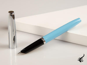 Aurora Duo-Cart Fountain Pen, Light Blue Resin, Chrome, DC57-CAM