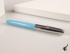 Aurora Duo-Cart Fountain Pen, Light Blue Resin, Chrome, DC57-CAM