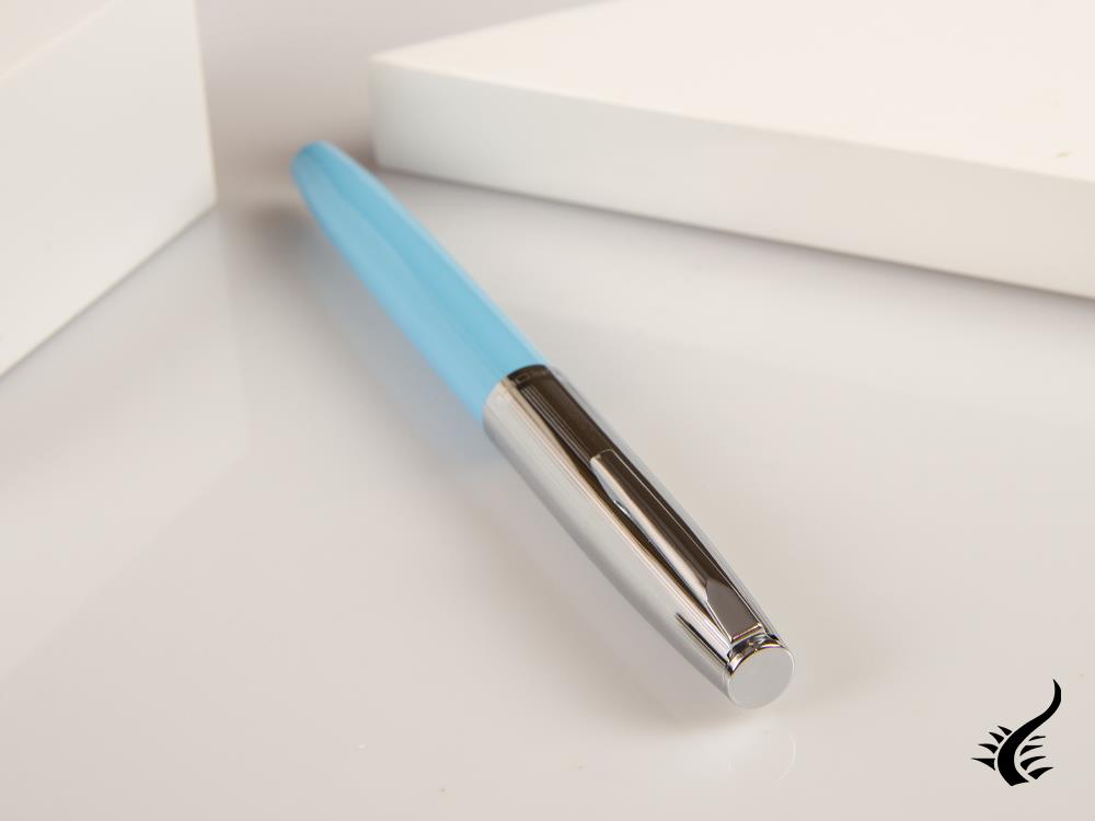 Aurora Duo-Cart Fountain Pen, Light Blue Resin, Chrome, DC57-CAM