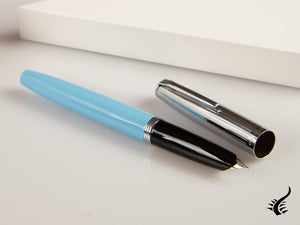 Aurora Duo-Cart Fountain Pen, Light Blue Resin, Chrome, DC57-CAM