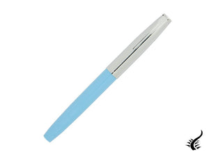 Aurora Duo-Cart Fountain Pen, Light Blue Resin, Chrome, DC57-CAM