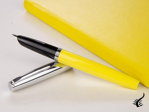 Aurora Duo-Cart Fountain Pen, Yellow Resin, Chrome, DC57-CYM