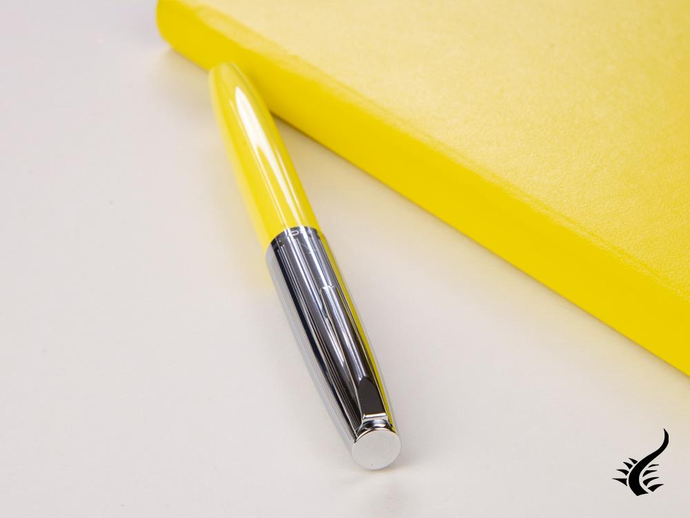 Aurora Duo-Cart Fountain Pen, Yellow Resin, Chrome, DC57-CYM