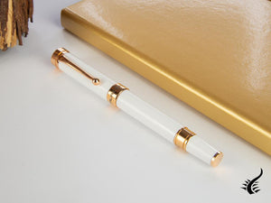 Aurora EDO Fountain Pen, Resin, 14K Rose gold, White, O11-W