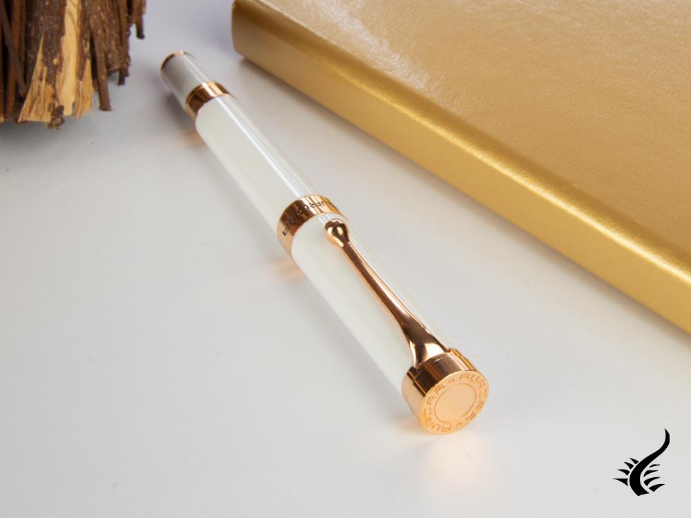 Aurora EDO Fountain Pen, Resin, 14K Rose gold, White, O11-W