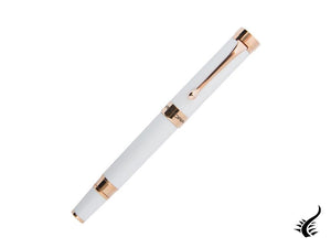 Stylo plume Aurora EDO, résine, or rose 14 carats, blanc, O11-W