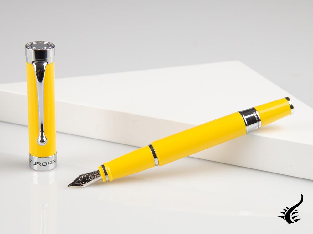 Stylo plume Aurora EDO, résine, finition chromée, jaune, O11-Y