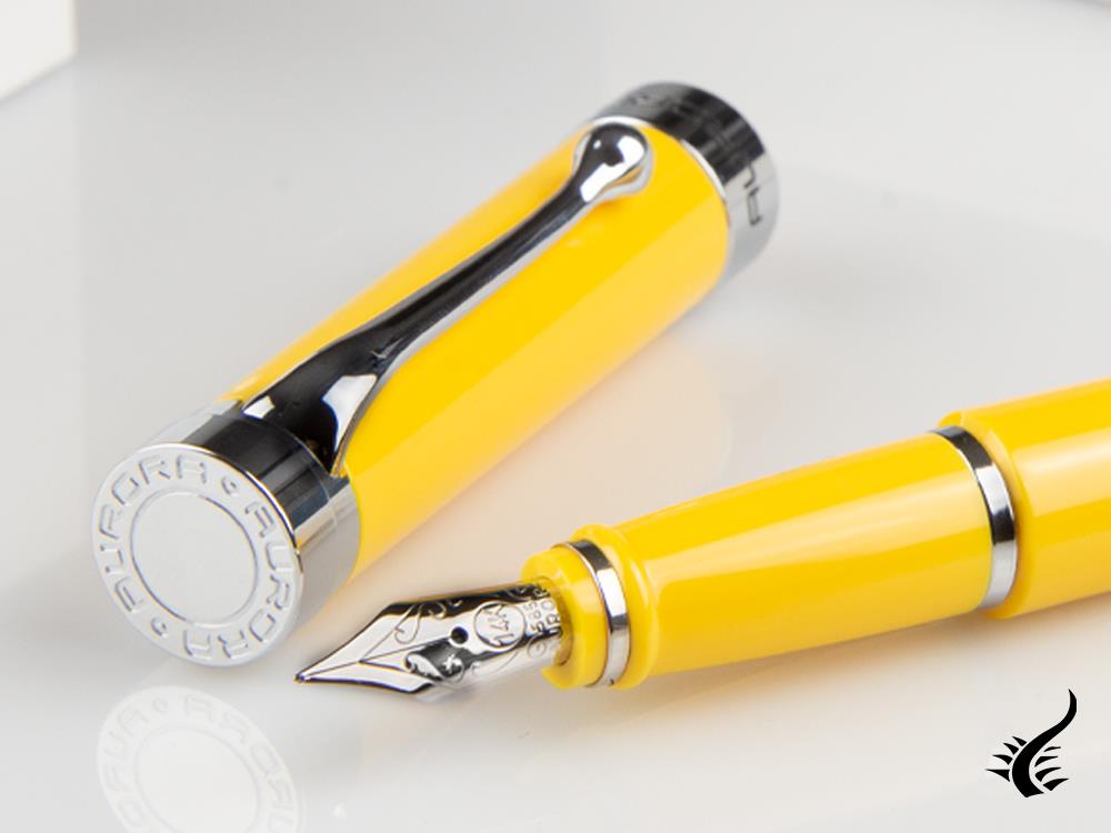 Aurora EDO Fountain Pen, Resin, Chrome Trim, Yellow, O11-Y