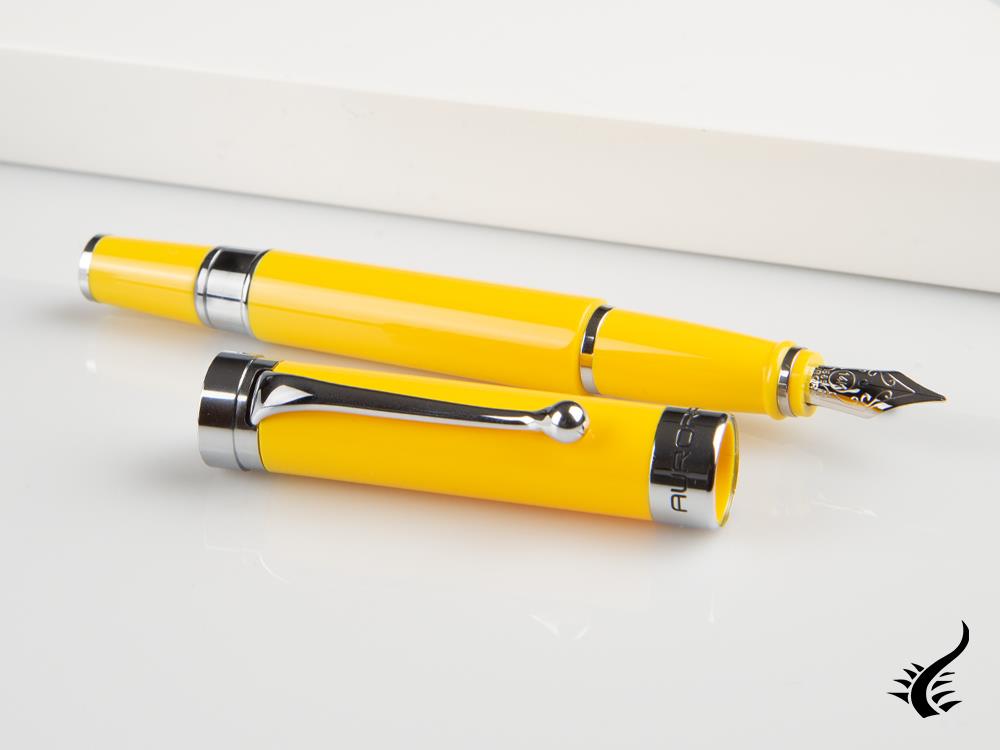 Aurora EDO Fountain Pen, Resin, Chrome Trim, Yellow, O11-Y