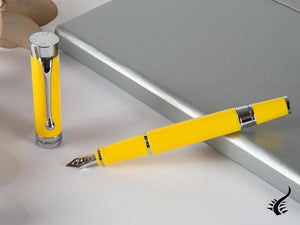 Aurora EDO Fountain Pen, Resin, Chrome Trim, Yellow, O11-Y