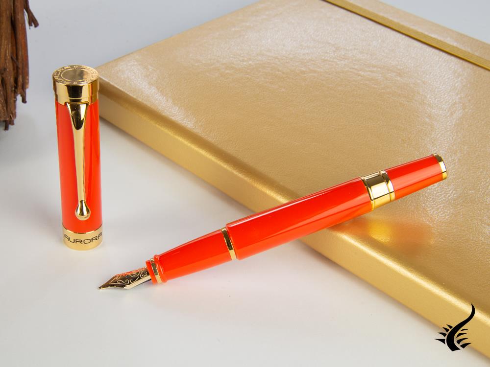 Aurora EDO Fountain Pen, Resin, PVD Gold Trims, Orange, O11-O