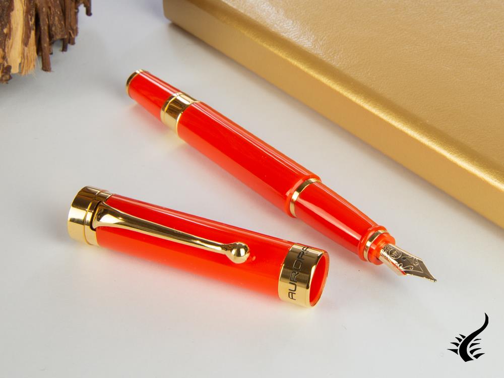 Aurora EDO Fountain Pen, Resin, PVD Gold Trims, Orange, O11-O