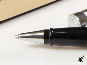 Aurora EDO Rollerball Pen, Resin, Chrome Trim, Black, O71-N