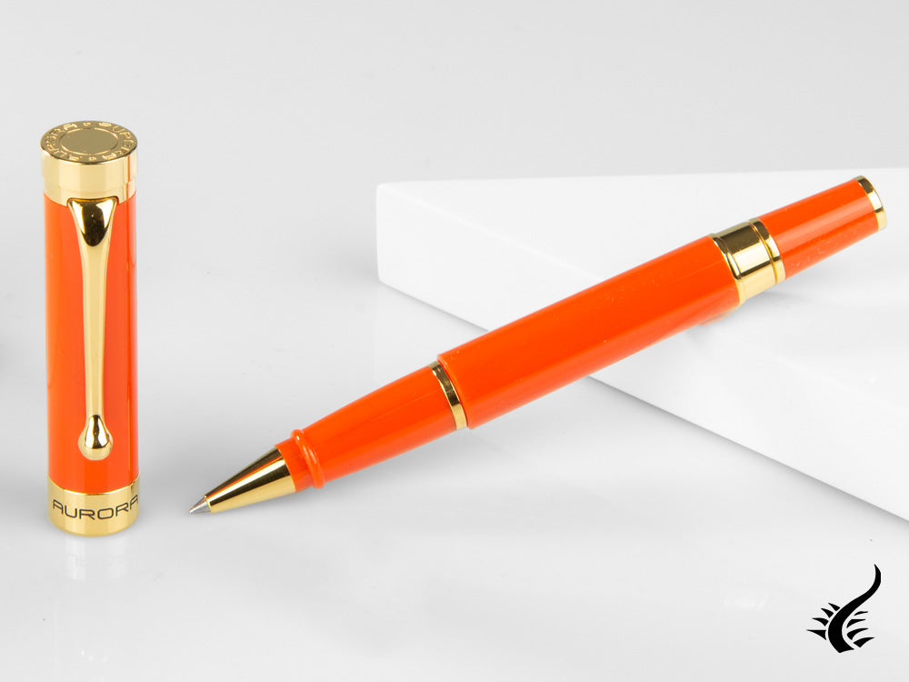 Aurora EDO Rollerball pen, Resin, PVD Gold Trims, Orange, 071-O