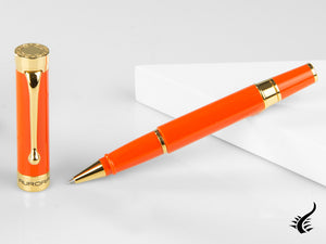 Aurora EDO Rollerball pen, Resin, PVD Gold Trims, Orange, 071-O