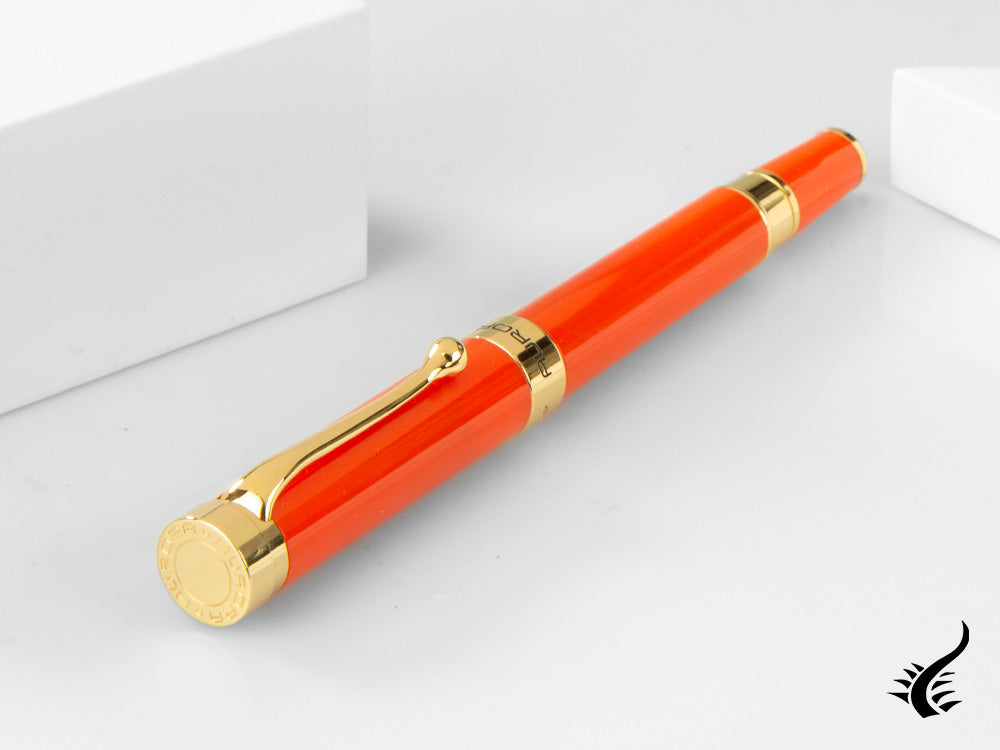 Aurora EDO Rollerball pen, Resin, PVD Gold Trims, Orange, 071-O