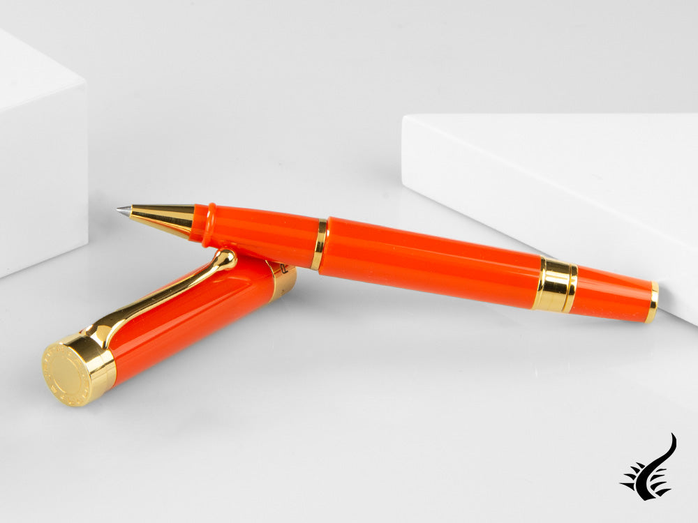 Aurora EDO Rollerball pen, Resin, PVD Gold Trims, Orange, 071-O