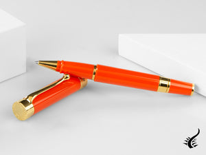 Aurora EDO Rollerball pen, Resin, PVD Gold Trims, Orange, 071-O