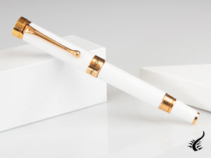 Aurora EDO Rollerball pen, Resin, Rose Gold PVD, White, 071-W