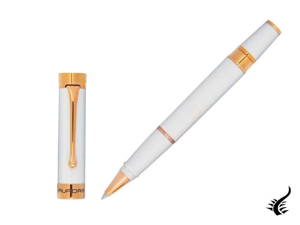 Aurora EDO Rollerball pen, Resin, Rose Gold PVD, White, 071-W