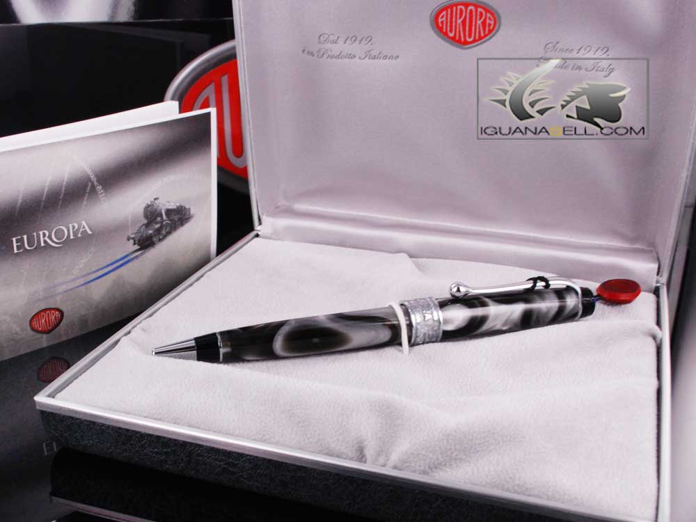 Aurora Europa Ballpoint Pen, Limited Edition, Marbled resin, Chrome trims