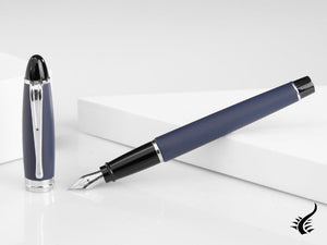 Aurora Fountain Pen Ipsilon Satin  - Blue Resin and Chrome - B10B