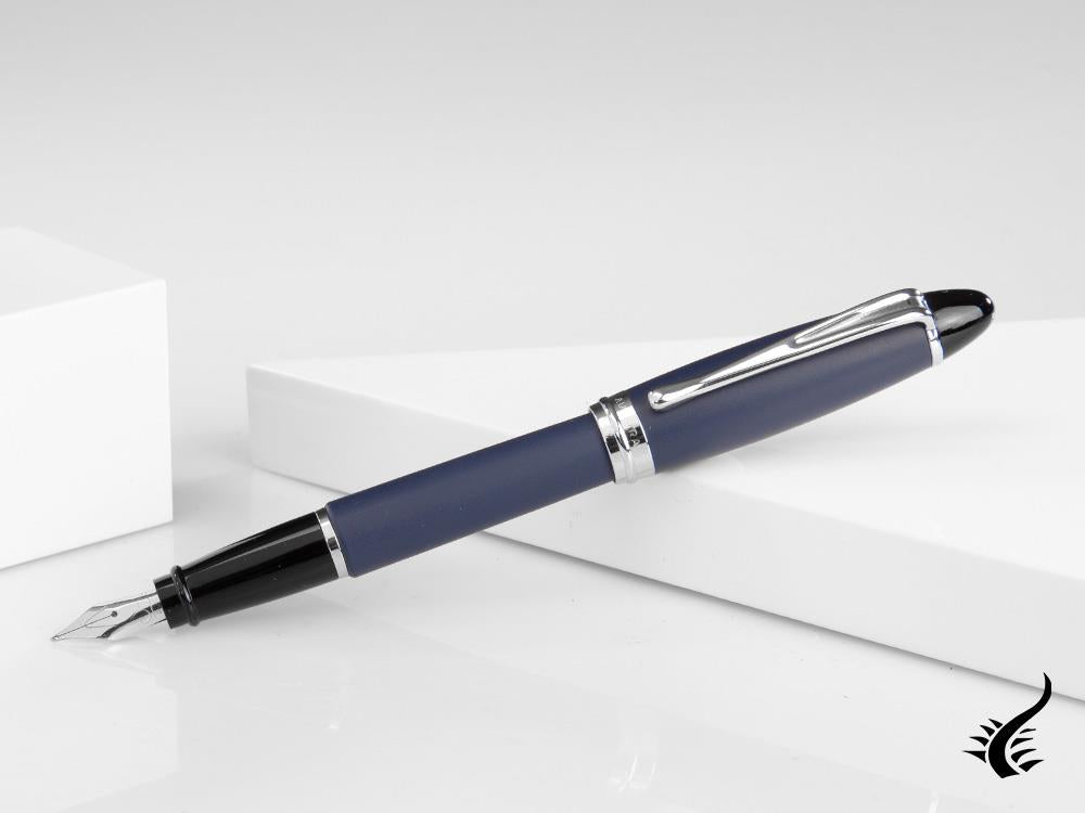 Aurora Fountain Pen Ipsilon Satin  - Blue Resin and Chrome - B10B