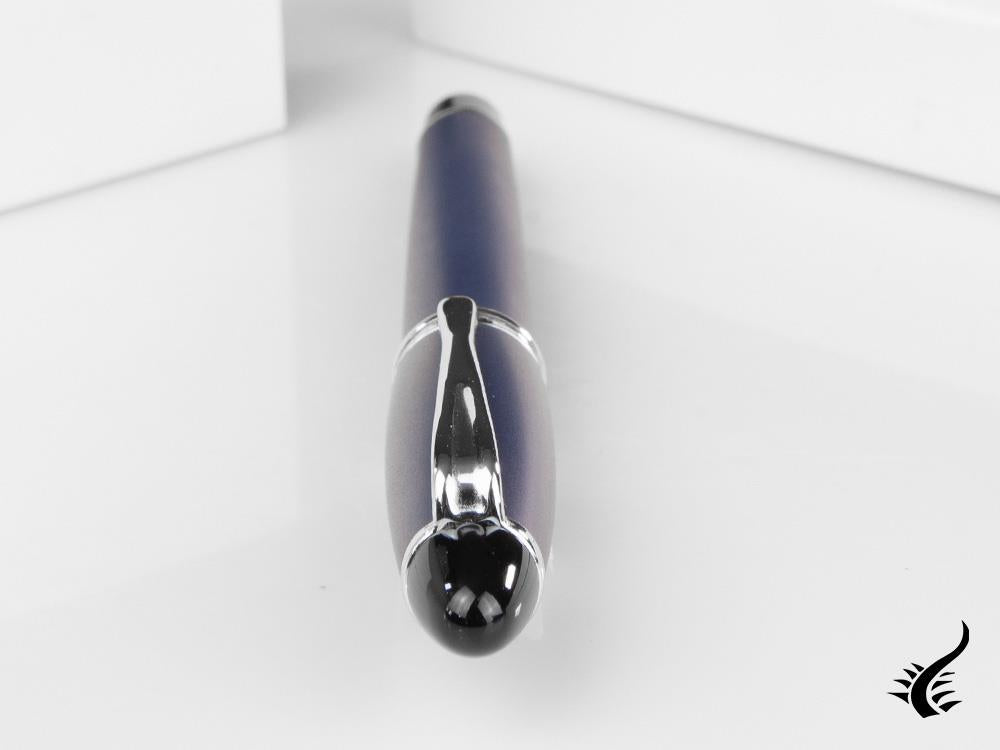 Aurora Fountain Pen Ipsilon Satin  - Blue Resin and Chrome - B10B