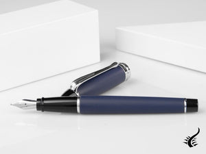 Stylo Plume Aurora Ipsilon Satin - Résine Bleue et Chrome - B10B