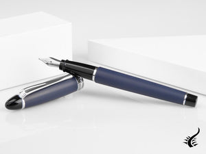 Stylo Plume Aurora Ipsilon Satin - Résine Bleue et Chrome - B10B