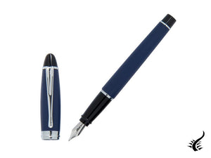 Aurora Fountain Pen Ipsilon Satin  - Blue Resin and Chrome - B10B