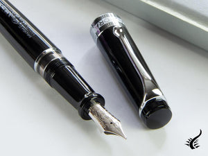 Aurora Optima Fountain Pen, Resin, Black, Chrome Trim, 997CN