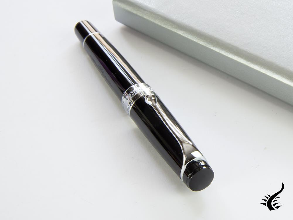 Aurora Optima Fountain Pen, Resin, Black, Chrome Trim, 997CN