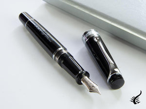 Aurora Optima Fountain Pen, Resin, Black, Chrome Trim, 997CN