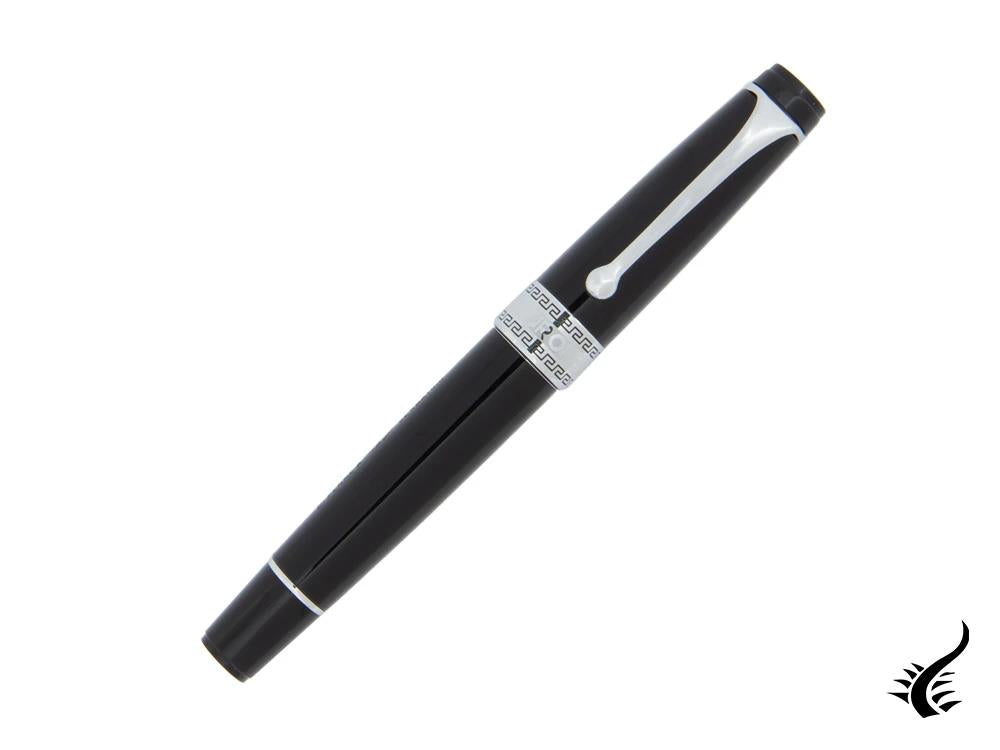 Aurora Optima Fountain Pen, Resin, Black, Chrome Trim, 997CN