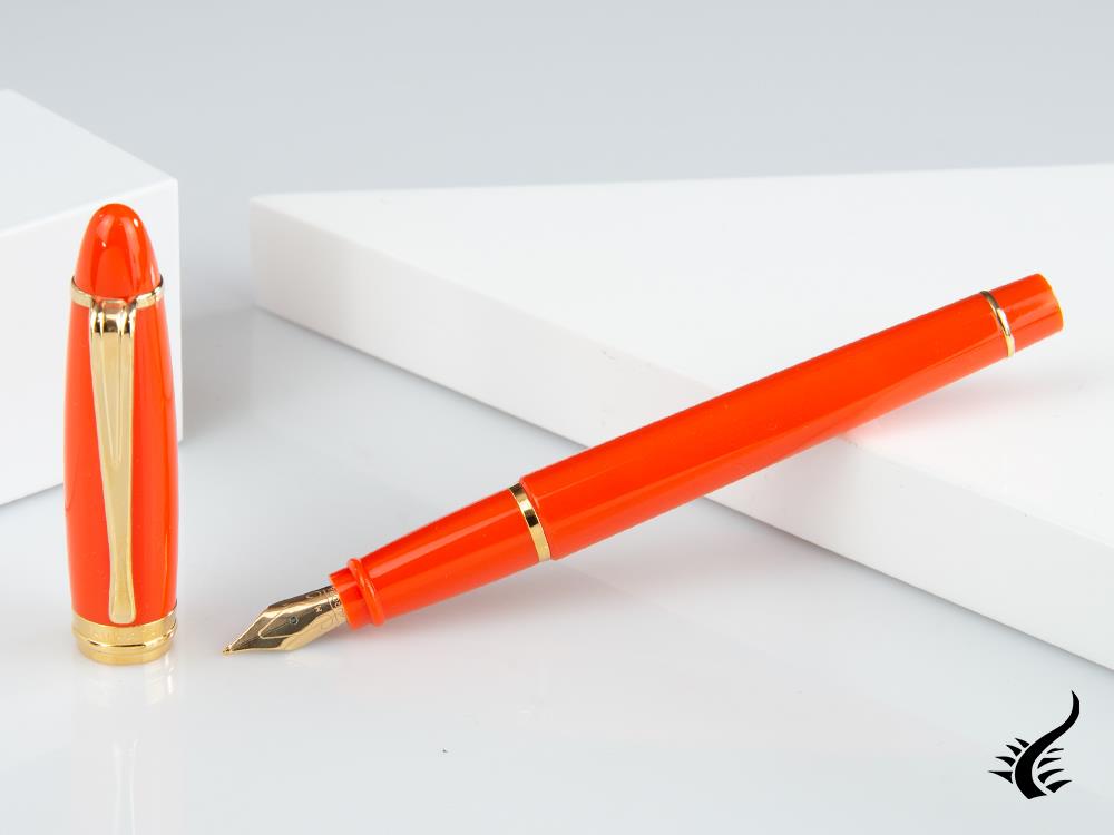 Aurora Ipsilon Autumn Fountain Pen, Resin, Orange, Gold trim, B11-DO