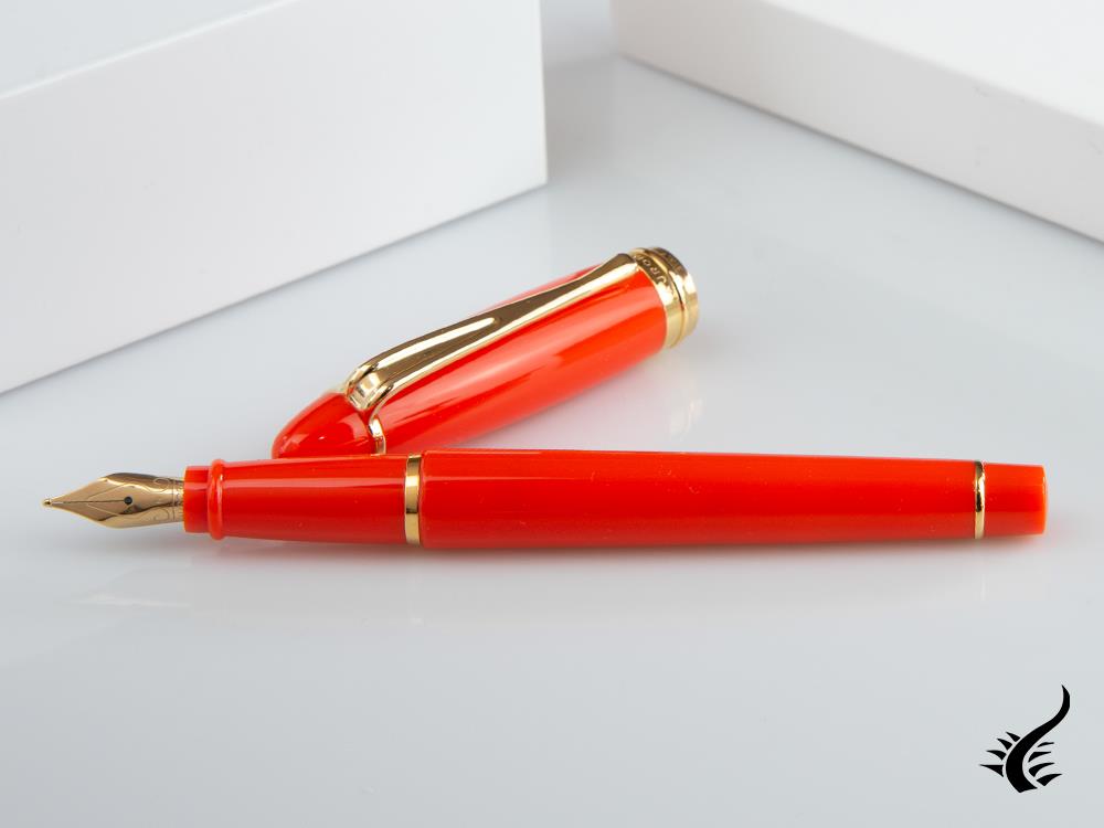 Aurora Ipsilon Autumn Fountain Pen, Resin, Orange, Gold trim, B11-DO