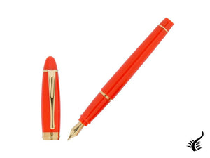 Aurora Ipsilon Autumn Fountain Pen, Resin, Orange, Gold trim, B11-DO