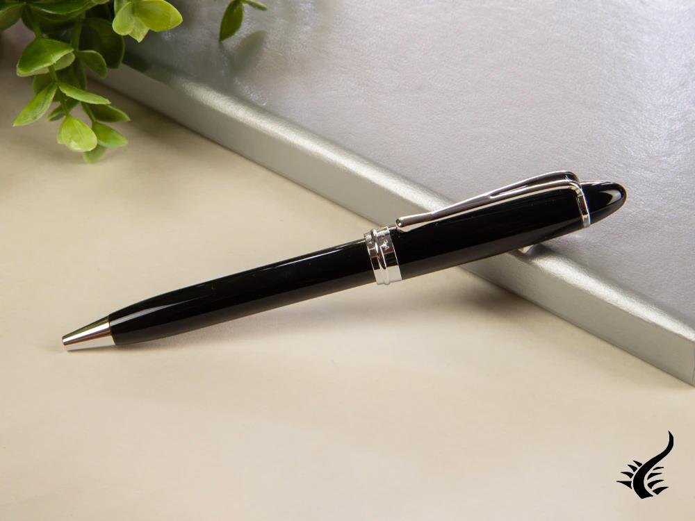 Aurora Ipsilon Ballpoint pen, Resin, Chrome trim, Black, B32-C