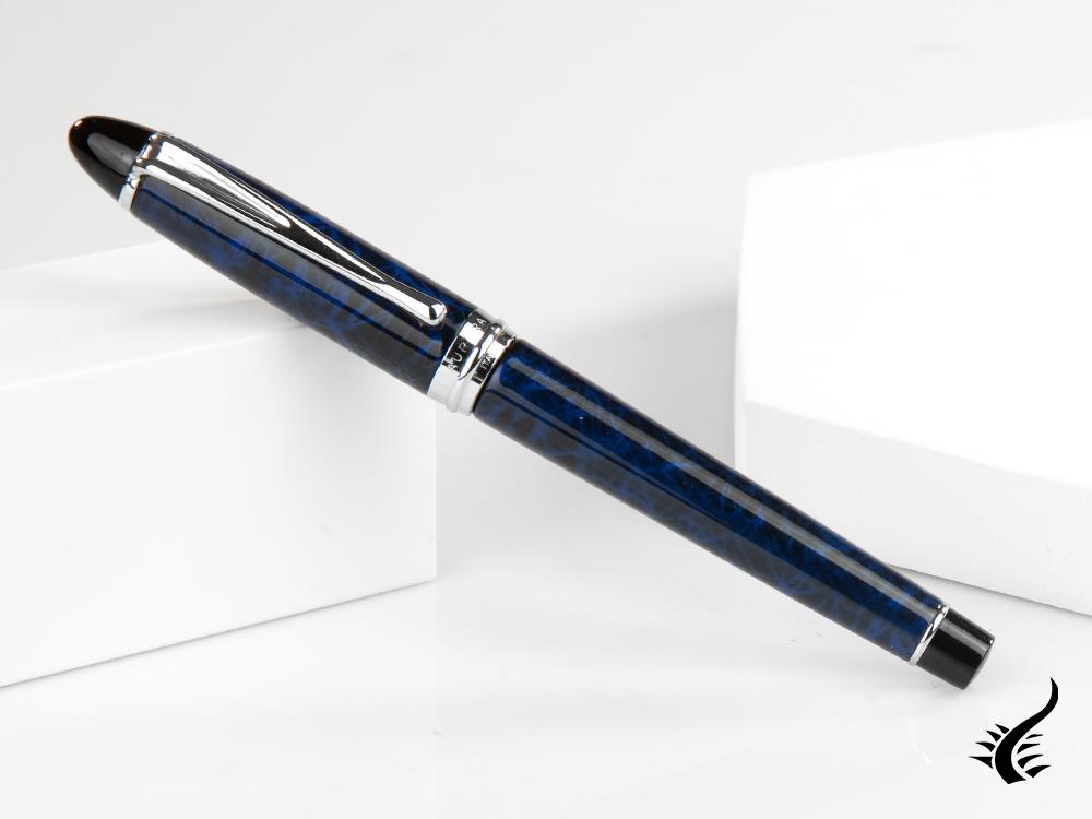 Stylo plume Aurora Ipsilon Blue Night, laque, bleu, chrome, B13-CB