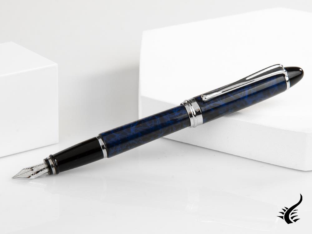 Aurora Ipsilon Blue Night Fountain Pen, Lacquer, Blue, Chrome, B13-CB