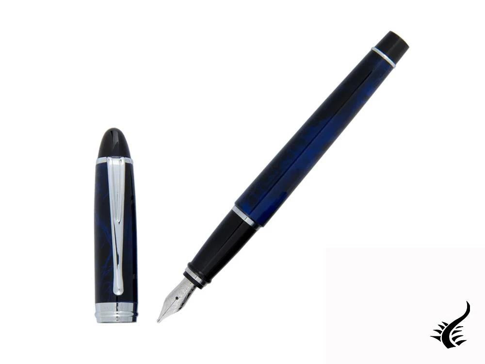 Stylo plume Aurora Ipsilon Blue Night, laque, bleu, chrome, B13-CB