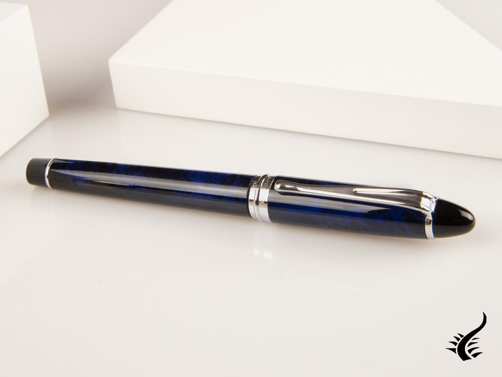 Aurora Ipsilon Blue Night Rollerball pen, Lacquer, Chrome Trim, Blue, B73-CB