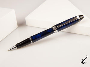 Aurora Ipsilon Blue Night Rollerball pen, Lacquer, Chrome Trim, Blue, B73-CB